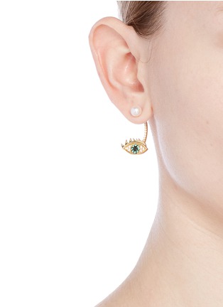 Figure View - Click To Enlarge - DELFINA DELETTREZ - 'Eye Piercing' diamond 18k yellow gold single earring