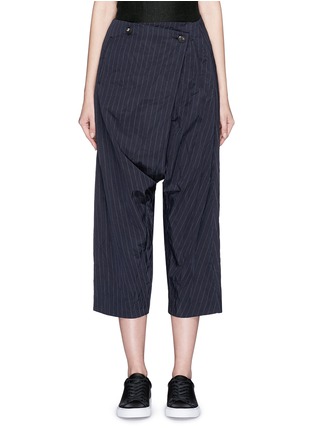 Main View - Click To Enlarge - SONG FOR THE MUTE - Chalk stripe foldover front drop crotch pants