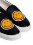 Detail View - Click To Enlarge - JOSHUA SANDERS - 'Smile' fleece patch leather skate slip-ons