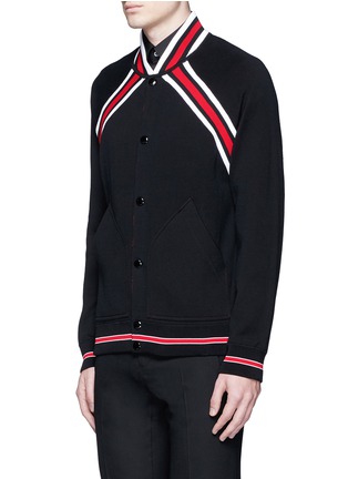 Front View - Click To Enlarge - GIVENCHY - Contrast stripe teddy jacket