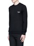Front View - Click To Enlarge - GIVENCHY - Leather logo patch wool sweater