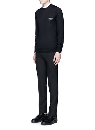 Figure View - Click To Enlarge - GIVENCHY - Leather logo patch wool sweater