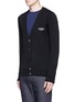 Front View - Click To Enlarge - GIVENCHY - Logo leather patch fine gauge wool cardigan