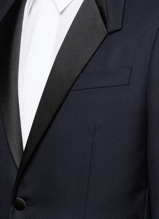 Detail View - Click To Enlarge - GIVENCHY - Satin Madonna collar wool jacquard tuxedo suit