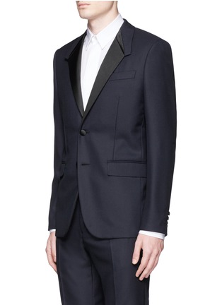 Front View - Click To Enlarge - GIVENCHY - Satin Madonna collar wool jacquard tuxedo suit