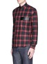 Front View - Click To Enlarge - GIVENCHY - Star leather band tartan plaid shirt