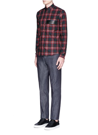 Figure View - Click To Enlarge - GIVENCHY - Star leather band tartan plaid shirt