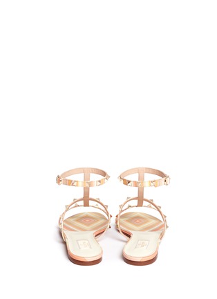 Back View - Click To Enlarge - VALENTINO GARAVANI - 'Rockstud Native Couture' caged leather sandals