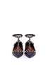 Front View - Click To Enlarge - VALENTINO GARAVANI - 'Rockstud Ballerina' caged pebble leather flats