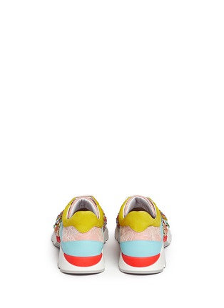 Back View - Click To Enlarge - RENÉ CAOVILLA - Floral bead embroidery lace sneakers