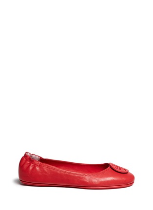 Main View - Click To Enlarge - TORY BURCH - 'Minnie Travel' leather ballet flats