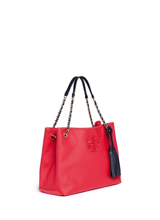 Front View - Click To Enlarge - TORY BURCH - 'Thea' zip canvas chain tote