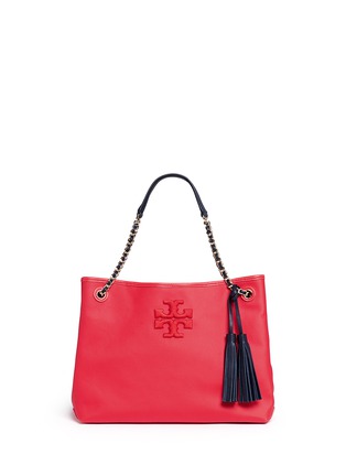 Main View - Click To Enlarge - TORY BURCH - 'Thea' zip canvas chain tote