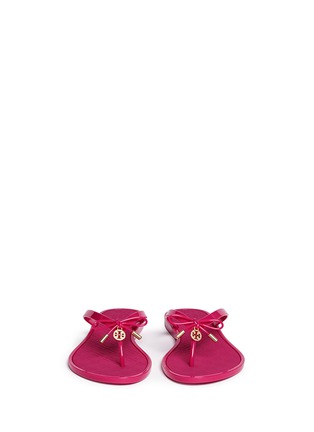Front View - Click To Enlarge - TORY BURCH - 'Jelly Bow Thong' embossed flip flops