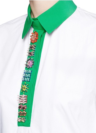 Detail View - Click To Enlarge - DELPOZO - Bead sequin cotton poplin shirt