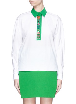 Main View - Click To Enlarge - DELPOZO - Bead sequin cotton poplin shirt