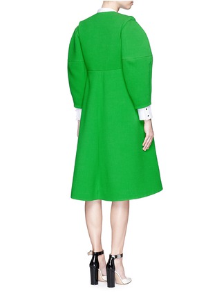 Back View - Click To Enlarge - DELPOZO - Embroidery bib wool crepe coat