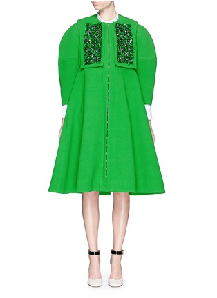 Main View - Click To Enlarge - DELPOZO - Embroidery bib wool crepe coat