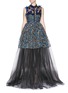 Main View - Click To Enlarge - DELPOZO - Holographic floral embroidery tulle gown