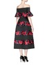 Back View - Click To Enlarge - DELPOZO - Floral embroidery sateen Bardot gown