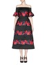 Main View - Click To Enlarge - DELPOZO - Floral embroidery sateen Bardot gown