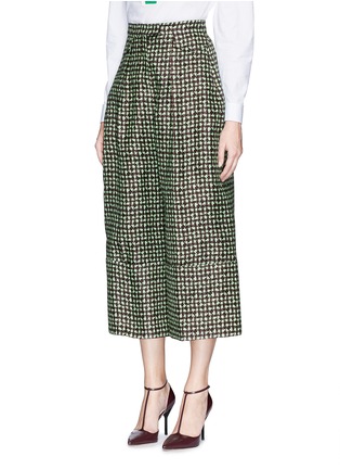 Front View - Click To Enlarge - DELPOZO - Triple tooth print cropped wide leg pants