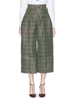 Main View - Click To Enlarge - DELPOZO - Triple tooth print cropped wide leg pants