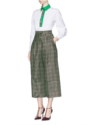 Figure View - Click To Enlarge - DELPOZO - Triple tooth print cropped wide leg pants