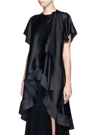 Figure View - Click To Enlarge - ELLERY - 'Constance' satin faced crepe ruffle bow top