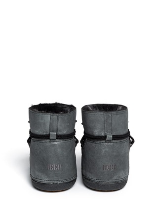 Back View - Click To Enlarge - INUIKII - 'Crazy Stud' leather combo sheepskin shearling moonboots