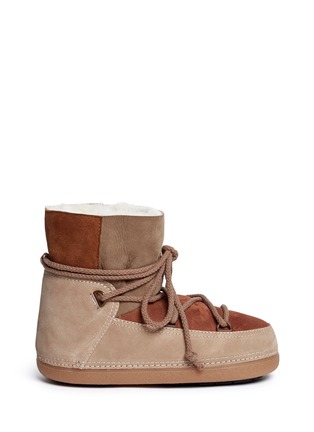 Main View - Click To Enlarge - INUIKII - 'Classic' suede patchwork sheepskin shearling boots