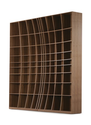  - JOINED + JOINTED - Concave walnut wood bookcase