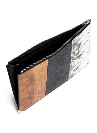 Detail View - Click To Enlarge - ALEXANDER WANG - 'Prisma' lizard embossed leather flat zip pouch