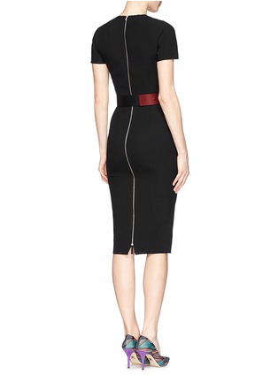 Back View - Click To Enlarge - VICTORIA BECKHAM - Belted double crepe pencil dress