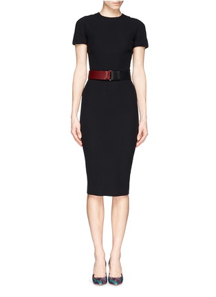 Main View - Click To Enlarge - VICTORIA BECKHAM - Belted double crepe pencil dress