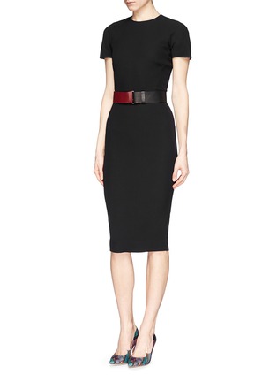 Figure View - Click To Enlarge - VICTORIA BECKHAM - Belted double crepe pencil dress