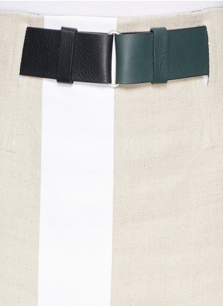 Detail View - Click To Enlarge - VICTORIA BECKHAM - Stripe trim jute canvas skirt