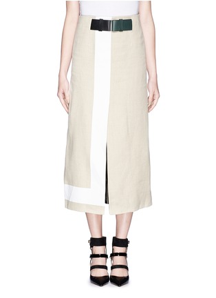 Main View - Click To Enlarge - VICTORIA BECKHAM - Stripe trim jute canvas skirt