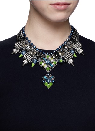 Figure View - Click To Enlarge - MOUNSER - Neon spike crystal curb chain necklace