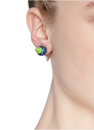 Figure View - Click To Enlarge - MOUNSER - Neon spike crystal pavé earrings