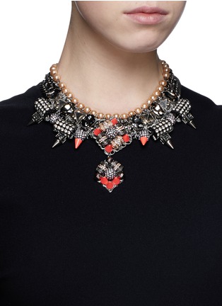 Figure View - Click To Enlarge - MOUNSER - Neon spike crystal curb chain necklace