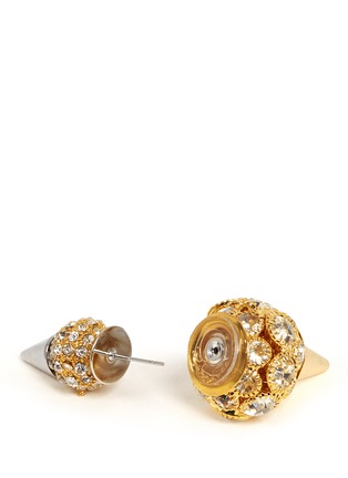 Detail View - Click To Enlarge - MOUNSER - Double crystal pavé ball spike earrings