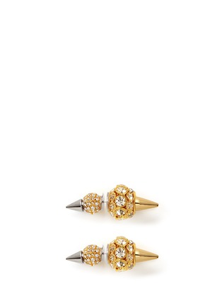 Main View - Click To Enlarge - MOUNSER - Double crystal pavé ball spike earrings