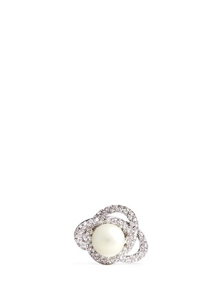 Main View - Click To Enlarge - KENNETH JAY LANE - 'Ein' faux pearl crystal pavé ring