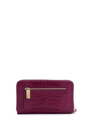 Figure View - Click To Enlarge - SMYTHSON - 'Mara' croc embossed leather iPhone purse - Dark Berry