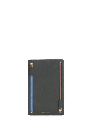 Main View - Click To Enlarge - SMYTHSON - 'Panama' cross grain leather currency case - Charcoal