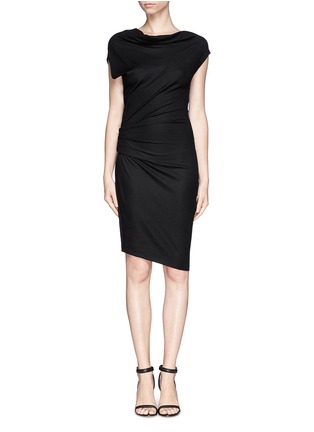 Main View - Click To Enlarge - HELMUT LANG - Asymmetric sleeve drape dress