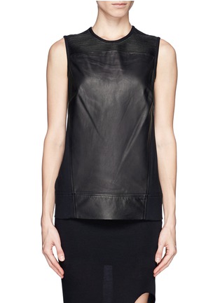 Main View - Click To Enlarge - HELMUT LANG - Leather panel sleeveless top