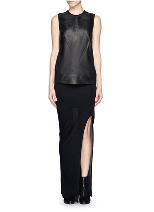 Figure View - Click To Enlarge - HELMUT LANG - Leather panel sleeveless top