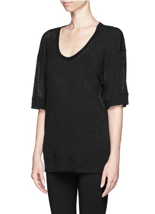Front View - Click To Enlarge - HELMUT LANG - Linen scoop neck T-shirt